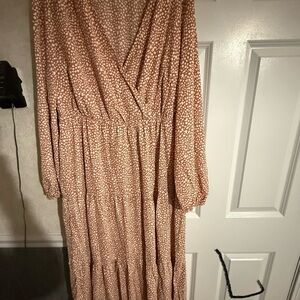 Elegant Brown Polka Dot Women's Dress